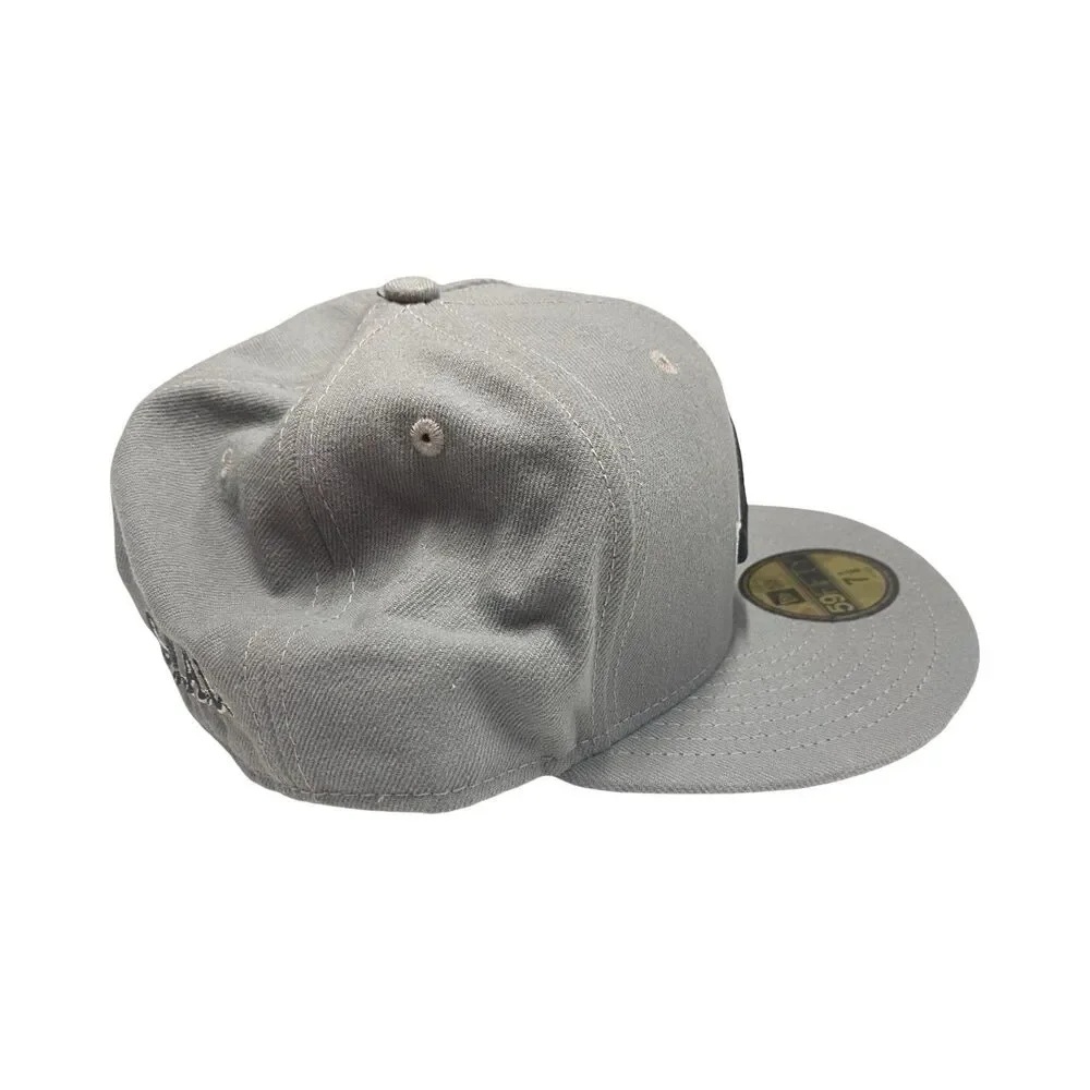 New Era 59Fifty Fitted Size 7 1/8 MLB Atlanta Braves Grey & Black Hat *READ